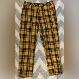 SHEIN yellow plaid cuffed pants